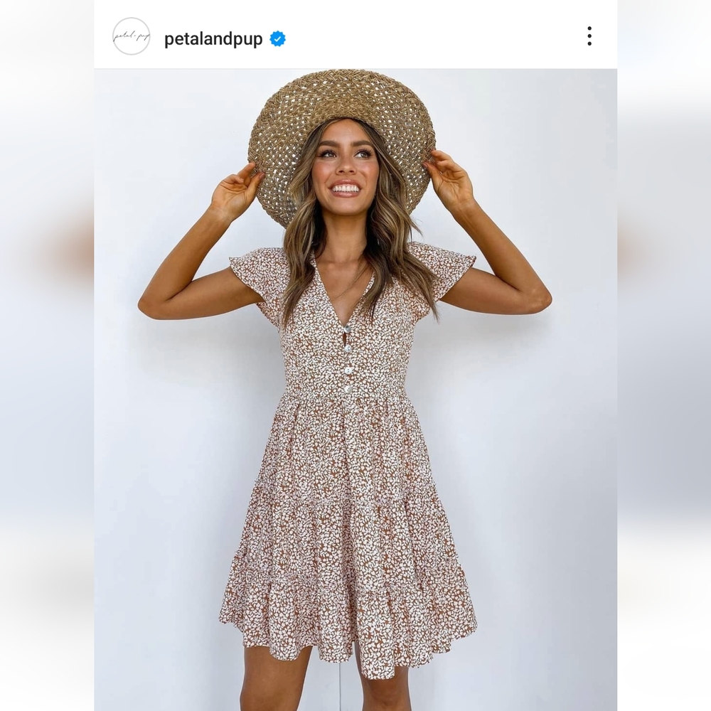Brown floral dress